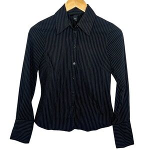 H&M Black White Collared Button Up Blouse Size 6